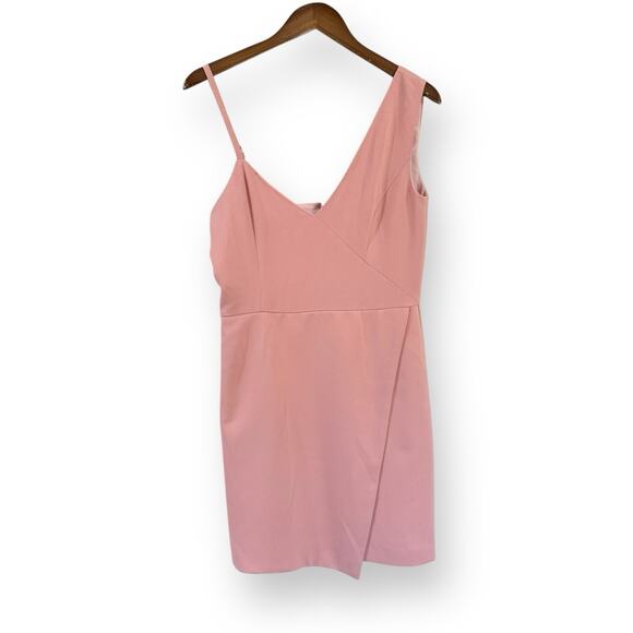 NEW Revolve NBD Adios Asymmetrical Mini Dress Size M Blush Pink Crepe Party - Picture 2 of 14
